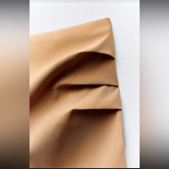 Zara stretching ruched caramel COORD SET skirt and top , 2 pieces - Picture 10 of 16